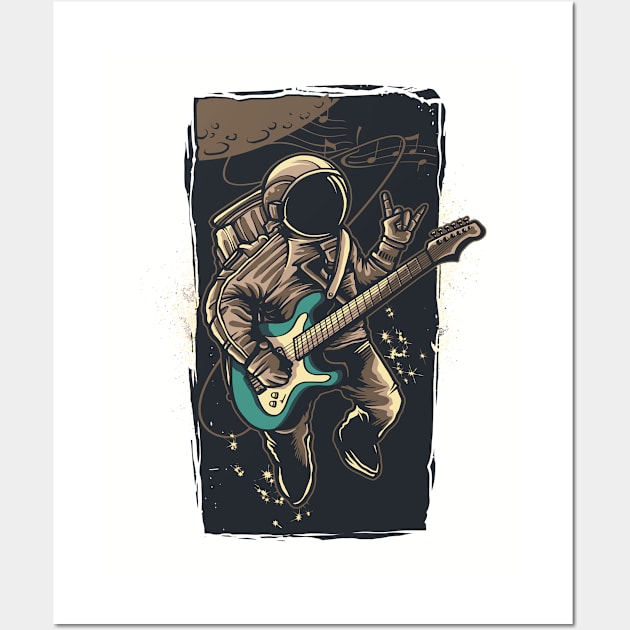 Astronaut with guitar Wall Art by Shapwac12